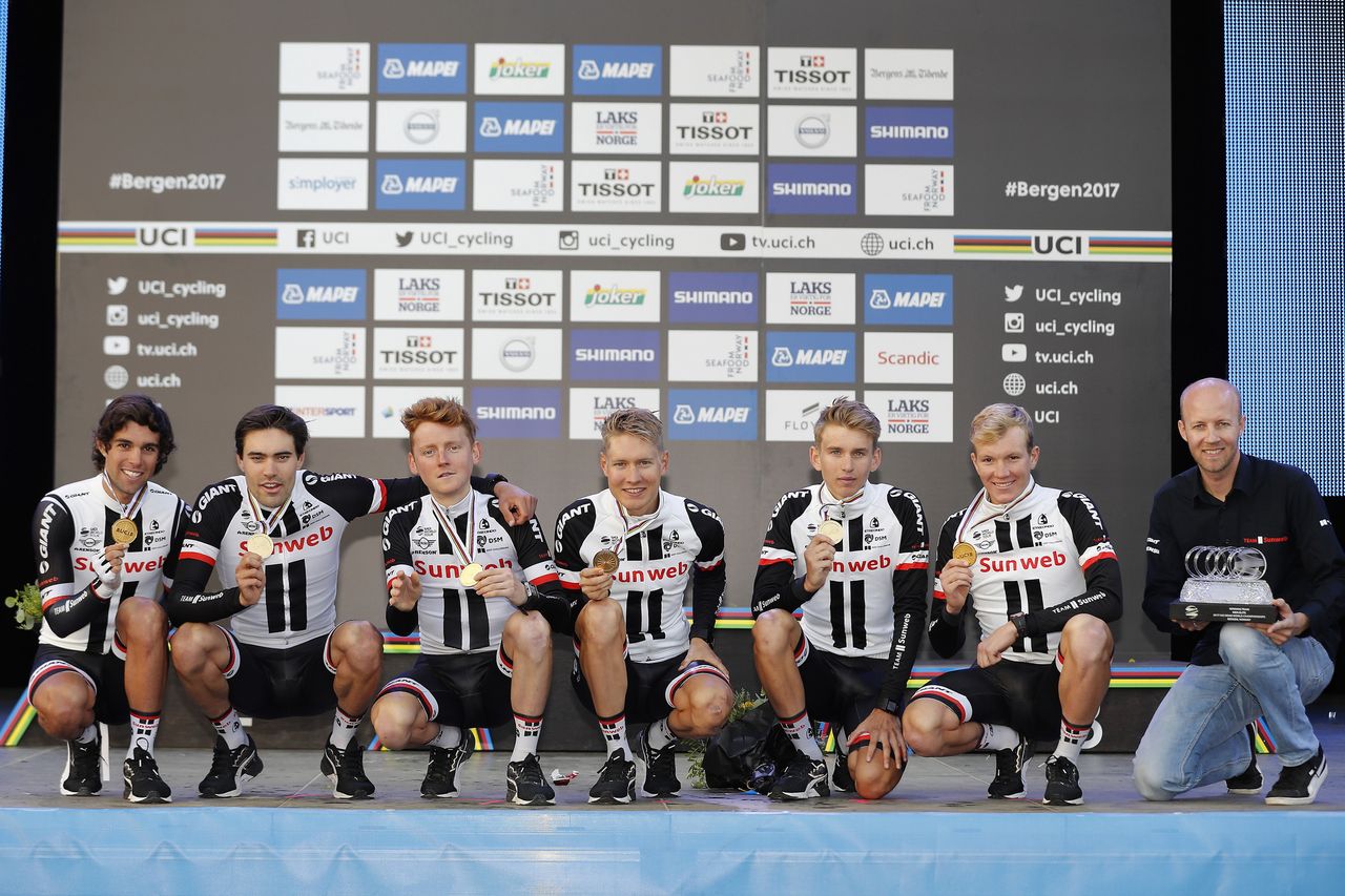 Team Sunweb after winning the World Championship team time trial