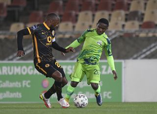 Ndabayithethwa Ndlondlo of Marumo Gallants FC challenges Bernard Parker of Kaizer Chiefs