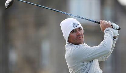 Oosthuizen stares on after hitting his driver off the tee