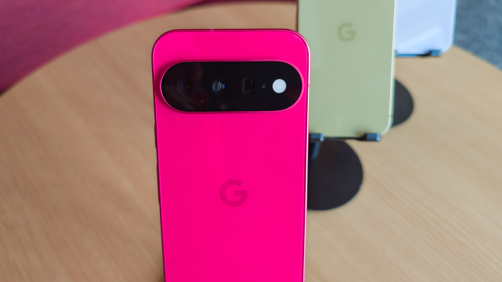The back of the pink Google Pixel 11