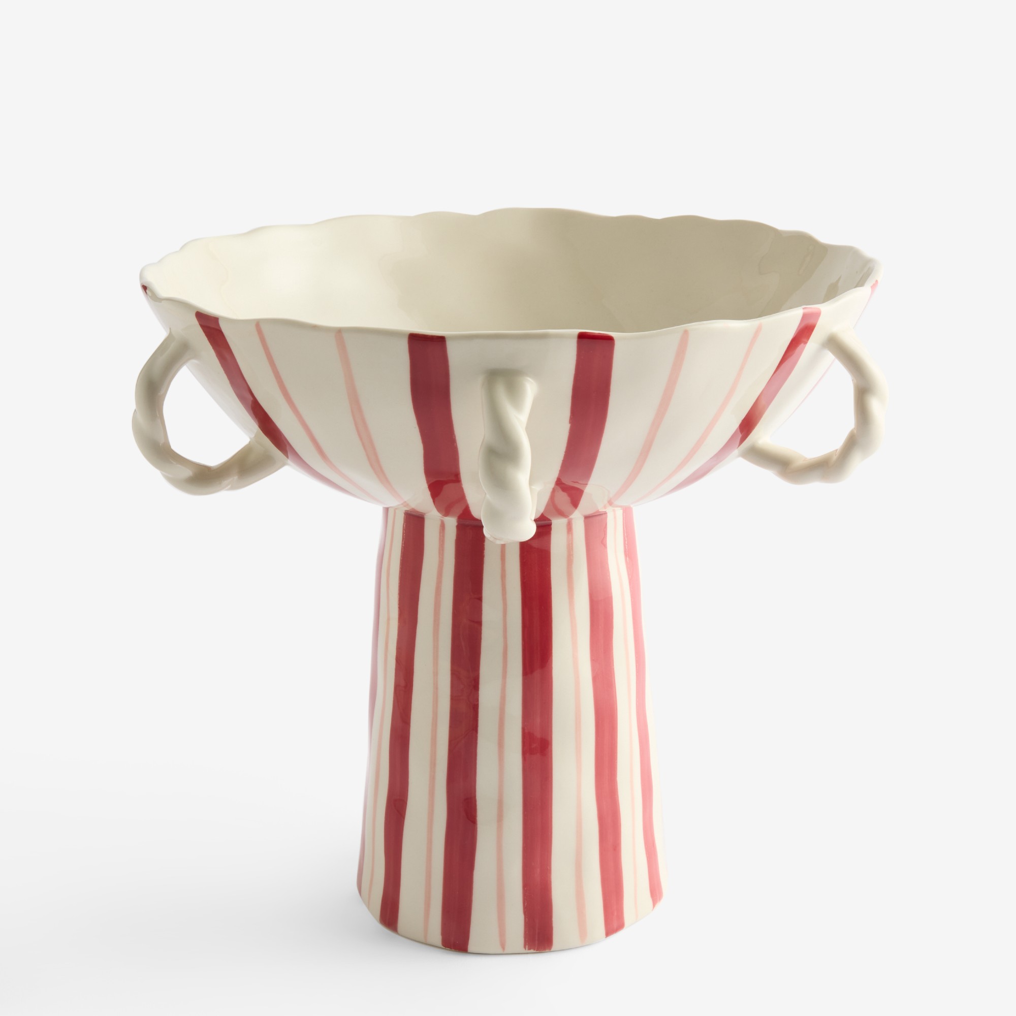Next Red White Striped Ceramic Decorative Footed Bowl