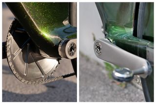Detail of crankset used on custom built Scott Foil Liquid road bike
