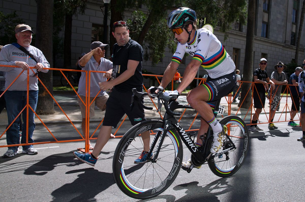 Peter Sagan cools down after stage 1