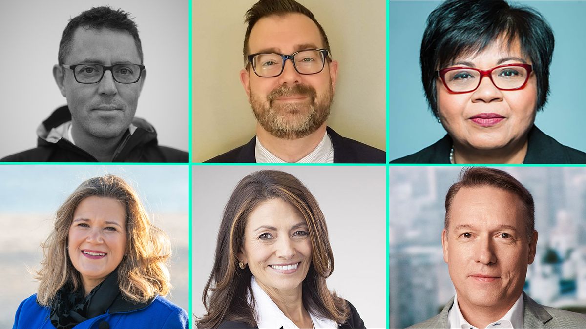 Top row, from left: Greig Fraser, director of photography/producer; Brett Jenkins, executive VP and CTO, Nexstar Media Group; and Jaya Kolhatkar, executive VP of data, Disney Direct-to-Consumer. Bottom row, from left: Barbara Lange, executive director, Society of Motion Picture and Television Engineers (SMPTE); Mitchko-Beale, executive VP &amp; chief technology officer, Charter Communications; and Phil Wiser, executive VP and global chief technology officer, ViacomCBS.