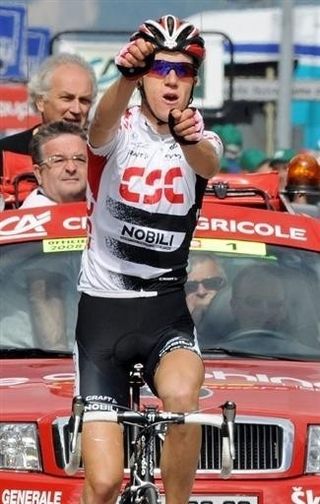 Chris Anker Sørensen (Team CSC) claims Stage 6 of the Dauphiné Libéré.