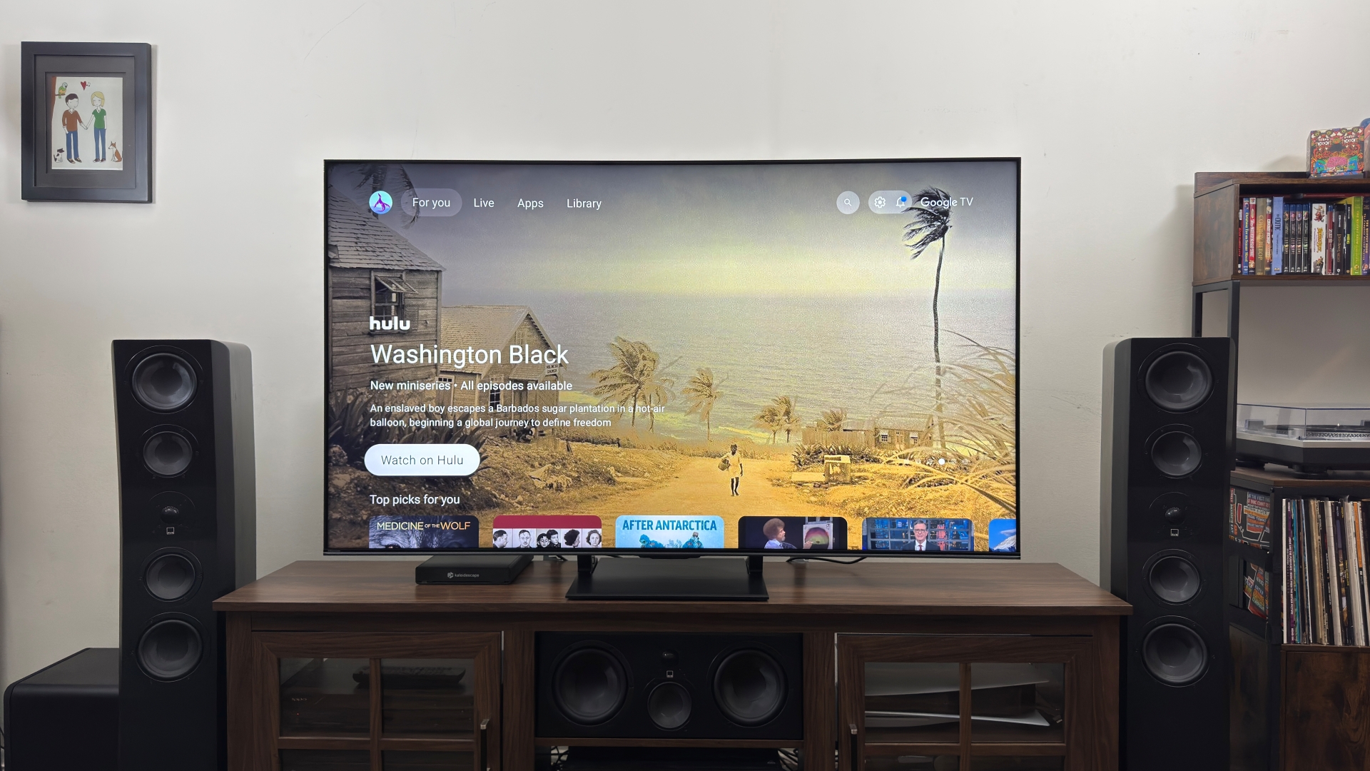 Hisense U75QG showing Hulu app interface