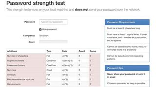 the UIC password strength test