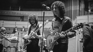 Guitarist Peter Green (right) and bassist John McVie, of British rock group Fleetwood Mac, rehearsing at the Royal Albert Hall, London, 22nd April 1969. 