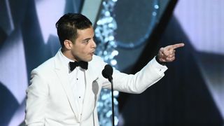 Rami Malek accepting his Emmy award