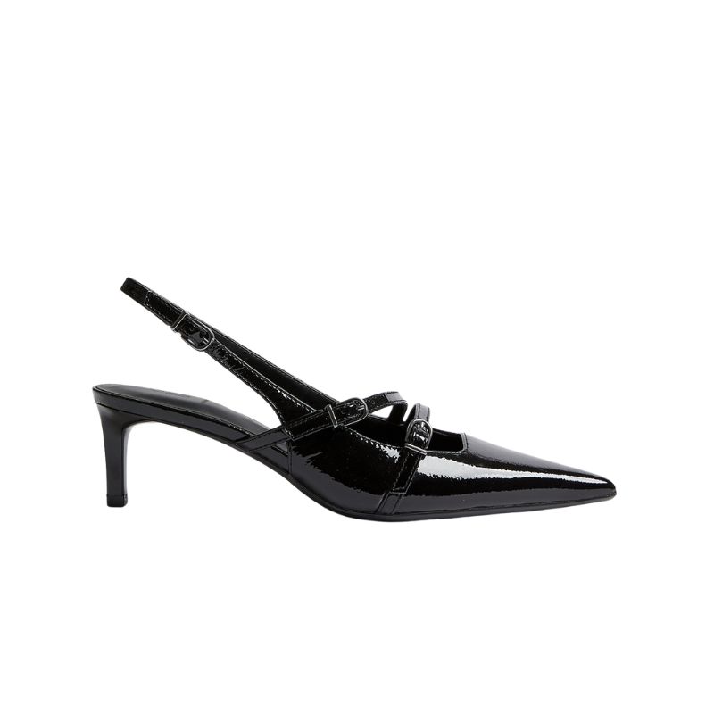 Kožená přezka Kitten Heel Slingbacks