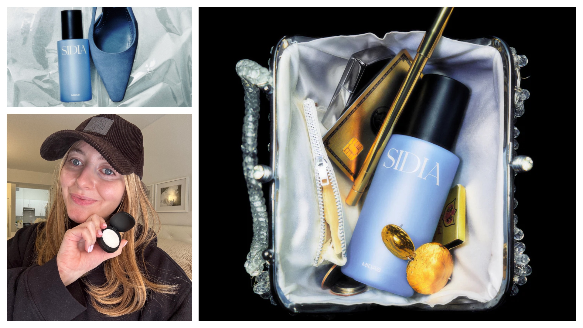 samantha holender with sidia midas body mist and solid perfume