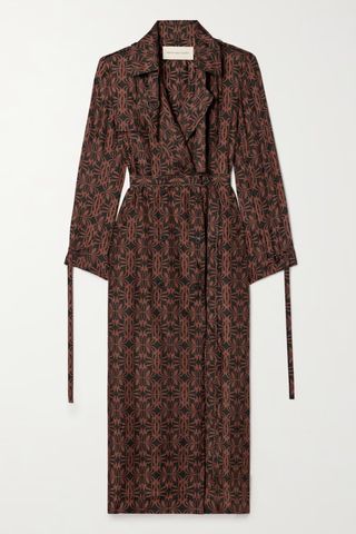 Dries Van Noten Belted Printed Silk Trench Coat