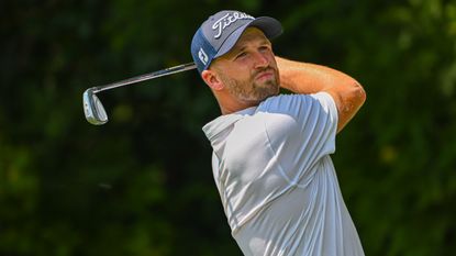 Wyndham Clark on the second tee during round three of the 2023 PGA Tour Championship on August 26, 2023 at East Lake Golf Club