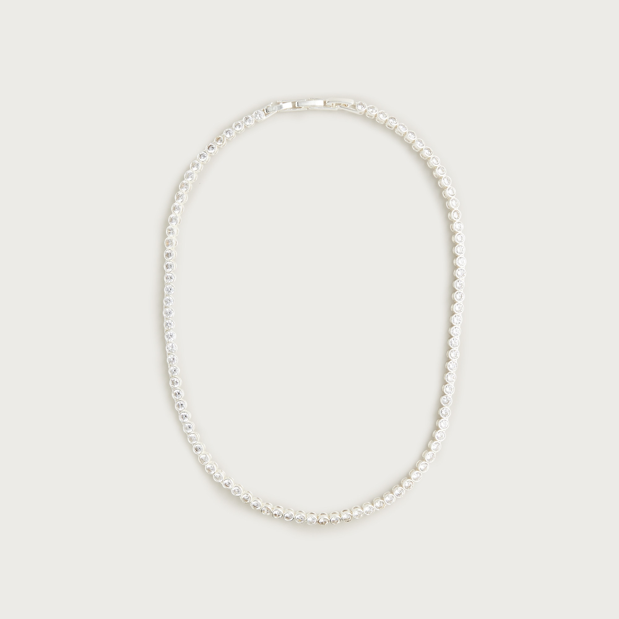 Round Cubic Zirconia Bezel-Set Tennis Necklace