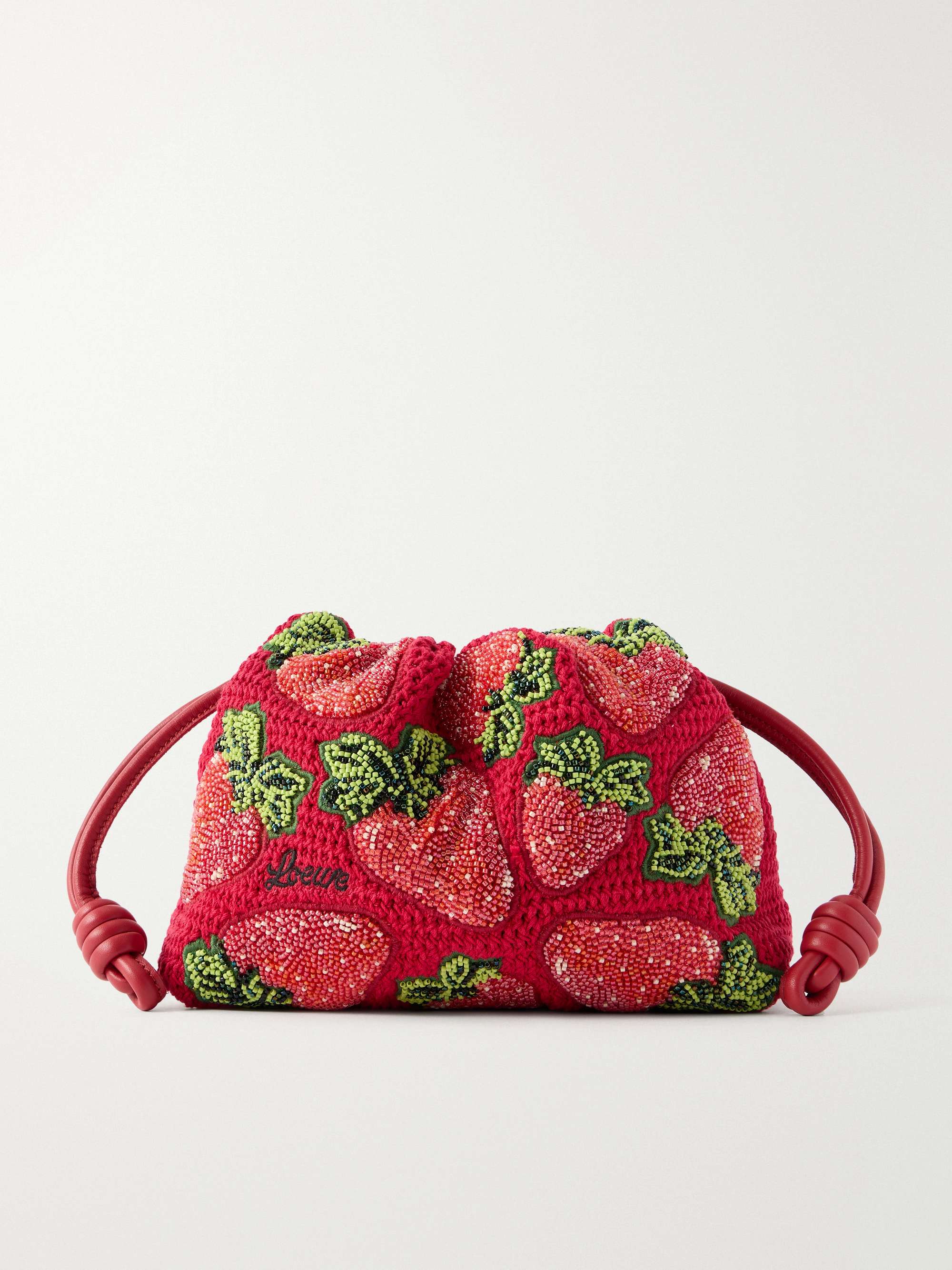 + Paula's Ibiza Flamenco Leather-Trimmed Beaded Clutch Bag