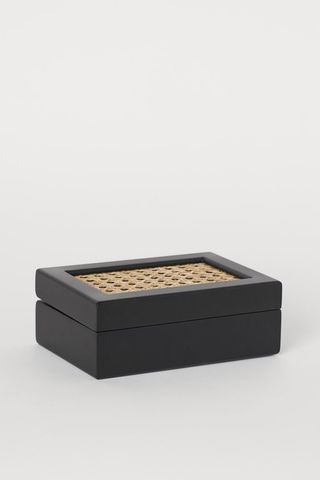 black box with rattan detail lid