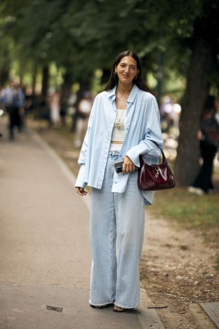 Milan Fashion Week Street Style: Pale Blue