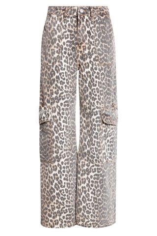 Ganni Angi Leopard Print Cargo Jeans