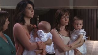 Lorelai and Rory at Sookie's babies' baptism