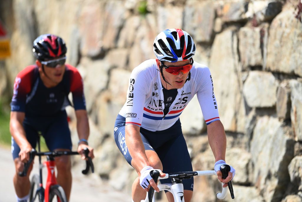 LIENZ AUSTRIA APRIL 21 Ben Swift of United Kingdom and Team INEOS Grenadiers competes in the breakaway during the 45th Tour of the Alps 2022 Stage 4 a 1424km stage from Villabassa to Kals am Grossglockner 1336m TouroftheAlps on April 21 2022 in Lienz Austria Photo by Tim de WaeleGetty Images