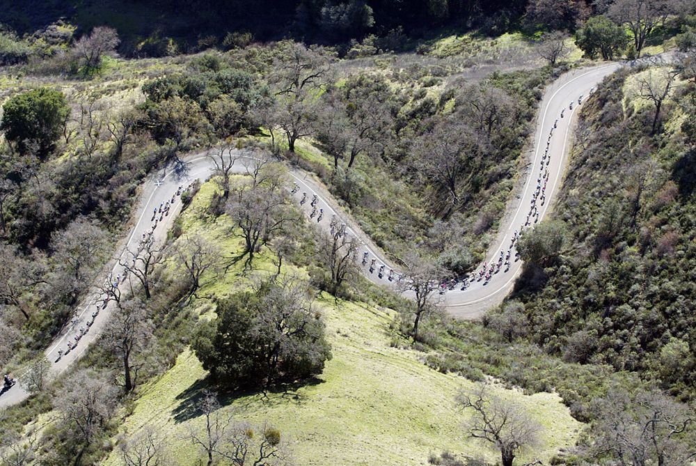 A helicopter shot from the first year of the race