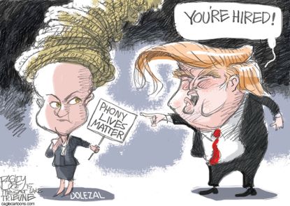 Political cartoon U.S. Trump Dolezal