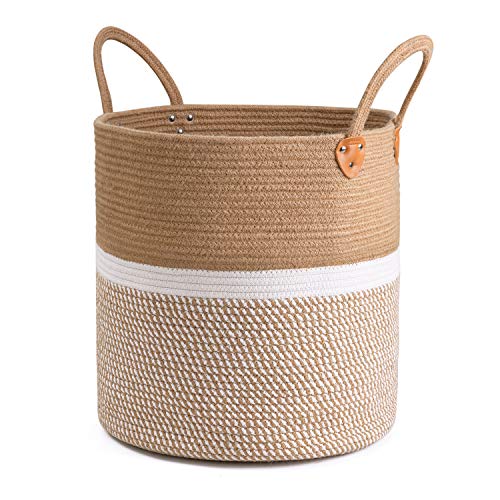Chicvita Extra Large Woven Storage Basket With Handles – Laundry Basket Toy Towels Jute Blanket Basket Home Decor Gift, 16