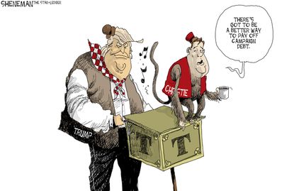 Political Cartoon U.S. Christie Campaign Debt