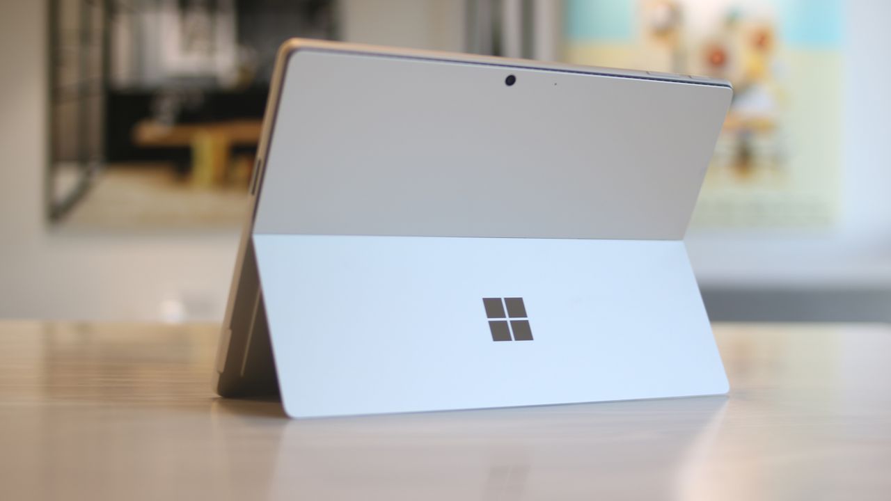 The Windows logo on the Microsoft Surface Pro 9