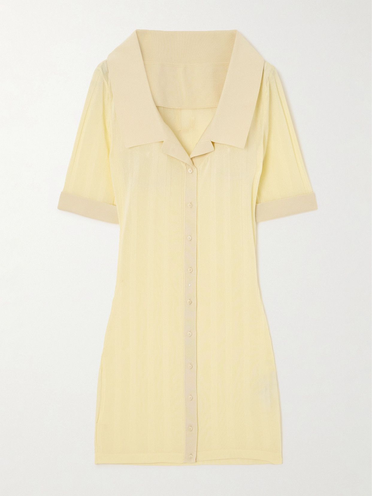 Manta Poplin-Trimmed Ribbed-Knit Mini Dress