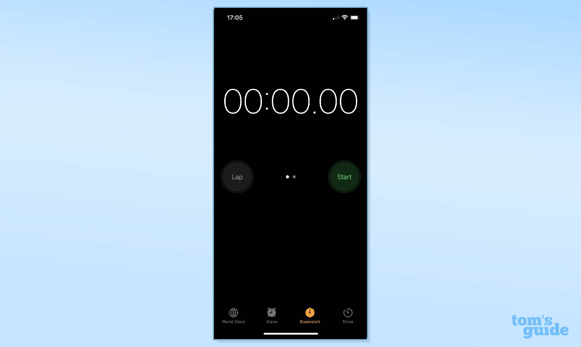 как изменить секундомер iPhone на аналоговый - открыть приложение часов