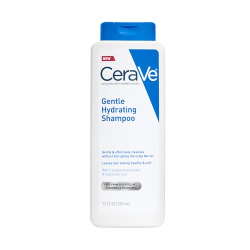 Cerave Gentle Hydrating Shampoo, With Ceramides, Niacinamide & Hyaluronic Acid for Soft, Healthy Looking Hair & Scalp, Sulfate Free & Color Safe Shampoo, for All Hair Types, 12 Oz