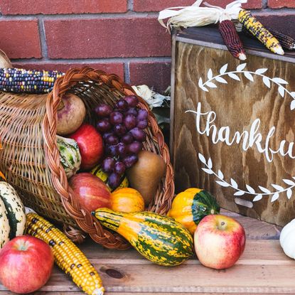 A cornucopia of gourds and fruits