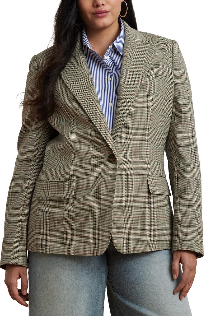 Glen Plaid Cotton Blend Twill Blazer