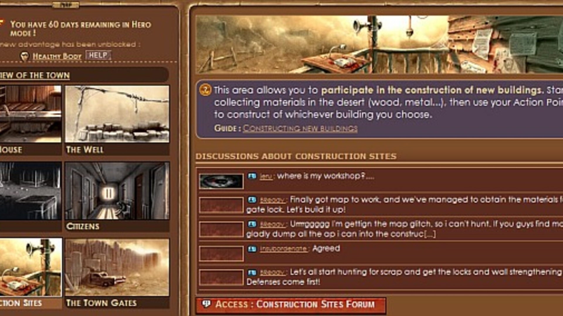 best online games – A screen showing conversation options regarding the construction of new buildings