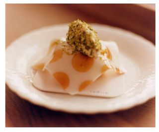 Located near the Opera House, Ivoire is an upscale patisserie specialising in delicate creations such as this one made with poached apple, yuzu, cara cara orange custard and walnut dacquoise