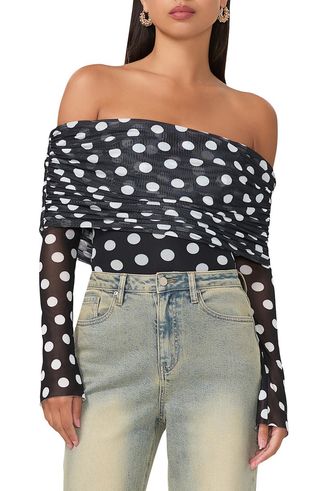 Maxine Polka Dot Off the Shoulder Bodysuit