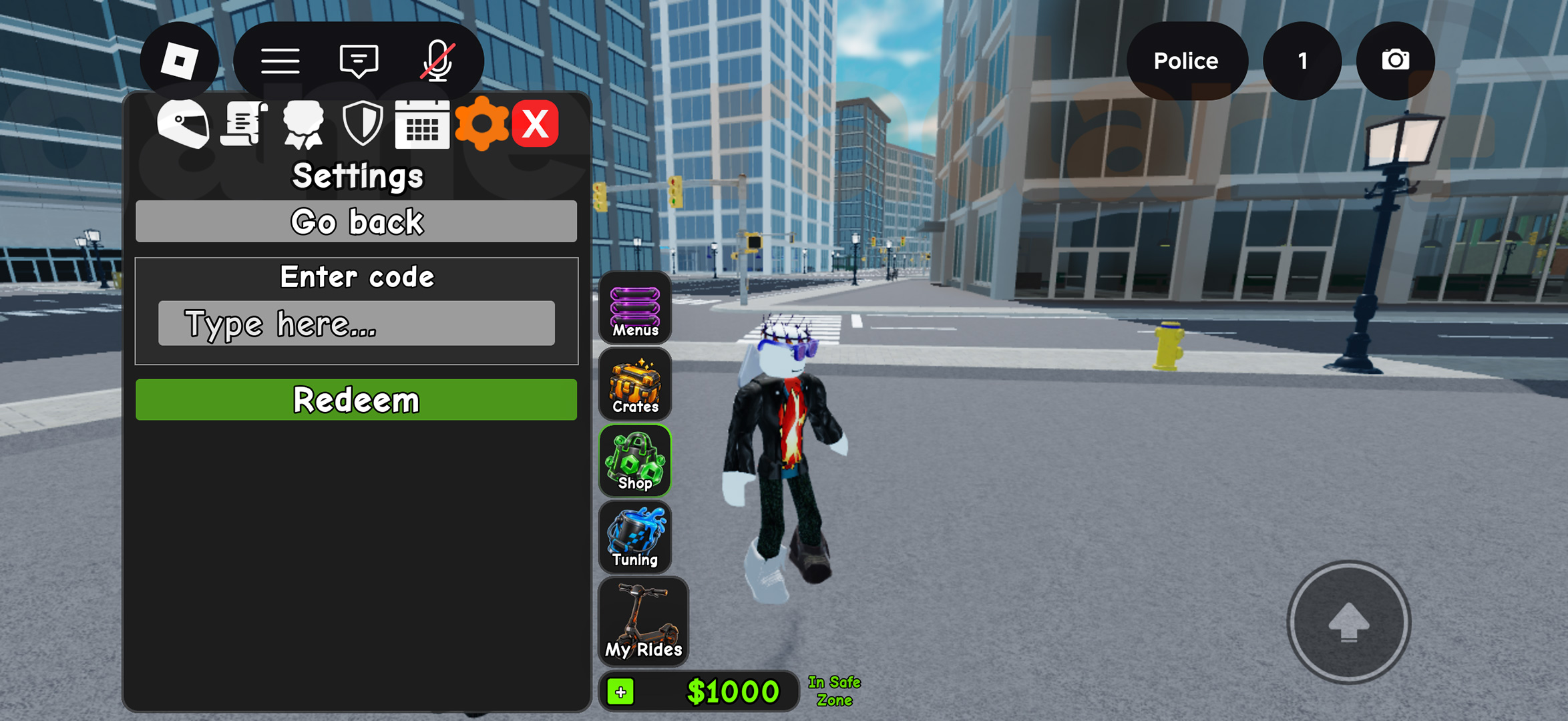 The menu screen used to redeem Kukirin Life codes