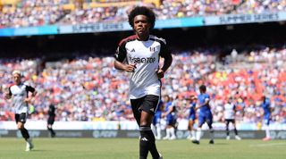 Sports Willian of Fulham appears to be like to be like on during the Premier League Summer Collection match between Chelsea FC and Fulham FC at FedExField on July 30, 2023 in Landover, Maryland. (Photo by Tim Nwachukwu/Getty Photographs)