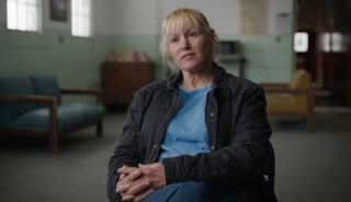 Sally McNeil in Killer Sally wearing prison scrubs