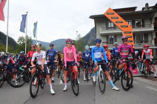 Geraint Thomas at the start of a shortened stage 13 at the Giro d'Italia
