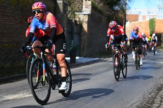 DOUR BELGIUM FEBRUARY 28 Marta Bastianelli of Italy and UAE Team ADQ competes during the 12th Le Samyn Des Dames 2023 Womens Elite a 994km one day race from Quaregnon to Dour on February 28 2023 in Dour Belgium Photo by Luc ClaessenGetty Images