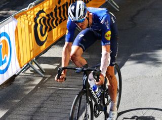 Tim Declercq rides to the finish on stage 14 at the Tour de France