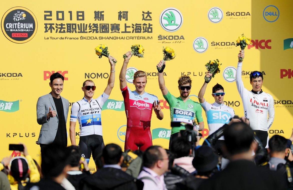 Trentin, Kittel, Sagan and Latour on the Shanghai podium