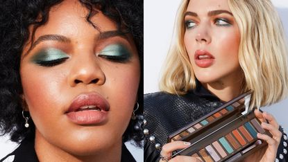 Models wearing and holding the Urban Decay Naked Wild West Palette
