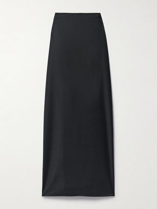 Wool-twill maxi skirt