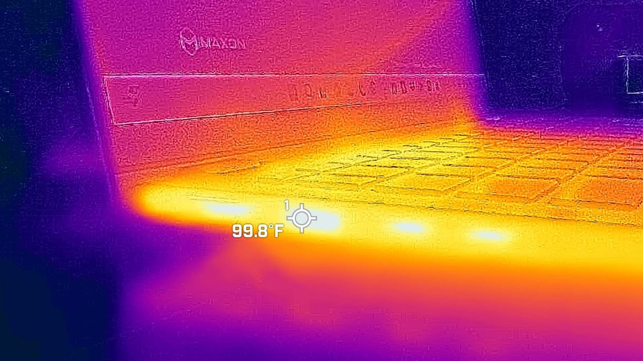 Picture taken with a thermal camera focusing on the Acer Swift 14 AI's ports.