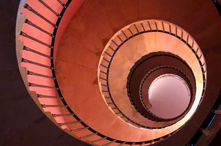 The selfie camera is useful for taking pictures at strange angles – such as looking straight up this spiral staircase