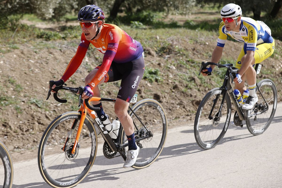 Clasica Jaen Paraiso Interior 2022 1st Edition Baeza Ubeda 1878 km 14022022 Gavin Mannion USA Human Powered Health Tuur Dens BEL Sport Vlaanderen Baloise photo Luis Angel GomezSprintCyclingAgency2022