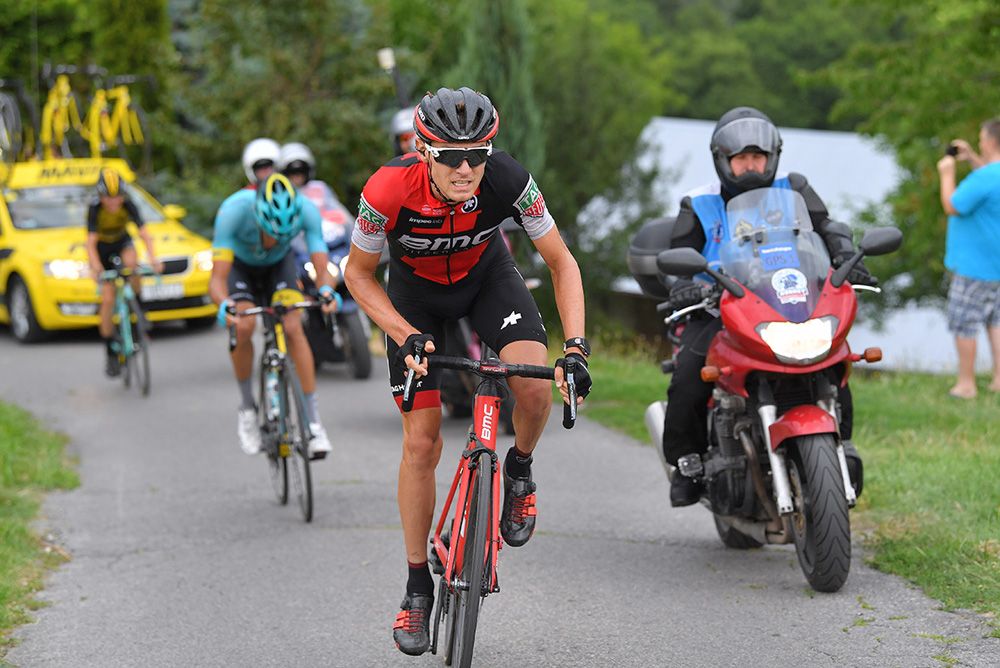 Tejay van Garderen (BMC) attacked from the break on the last climb